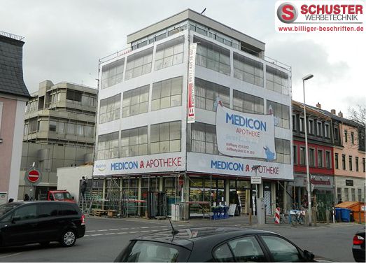 Medicon Apotheke Erlangen Werbeplane Mesh XXL Banner Riesenbanner - BESCHRIFTUNG